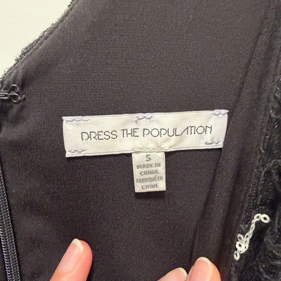 Dress the Population Black and White Floral Lace Midi Dress - Picture 2 of 5